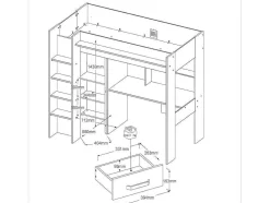 Hoogslaper Met Bureau En Kast - 90X200Cm - Naturel En Antraciet - Auckland