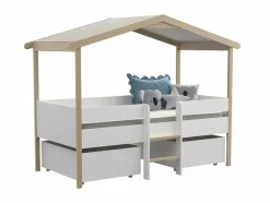Hutbed Sarosi Met Laden - 90 X 190 Cm - Linden - Wit En Eiken