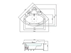Hydromassage Chromotherapiebad 140 X 140 Cm Met Verwarming En Dubbele Pomp 20 Jets Camelia