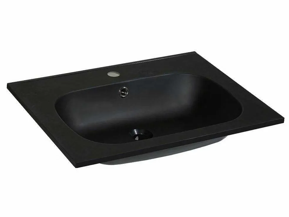 Inbouwwastafel In Hars Met Steenlook - Zwart - L60 X B46 Cm - Okiwa