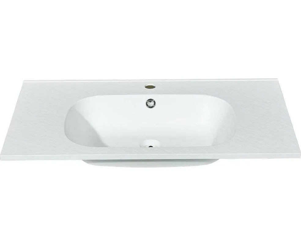 Inbouwwastafel In Hars Met Steenlook - Wit - L80 X B46 Cm - Okiwa