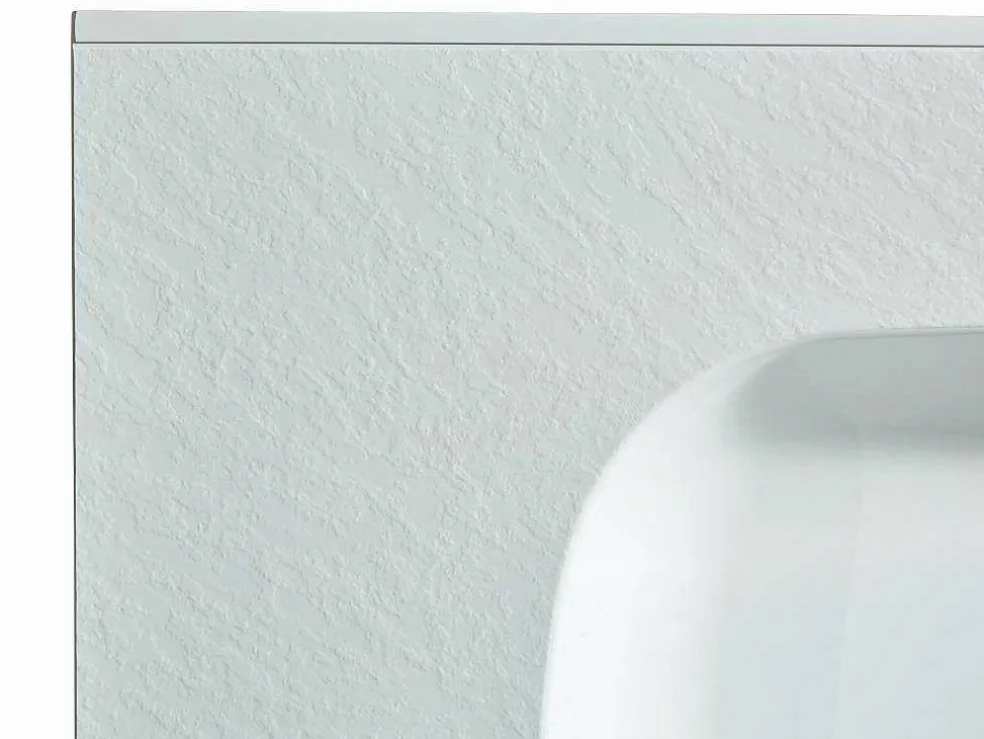 Inbouwwastafel In Hars Met Steenlook - Wit - L80 X B46 Cm - Okiwa