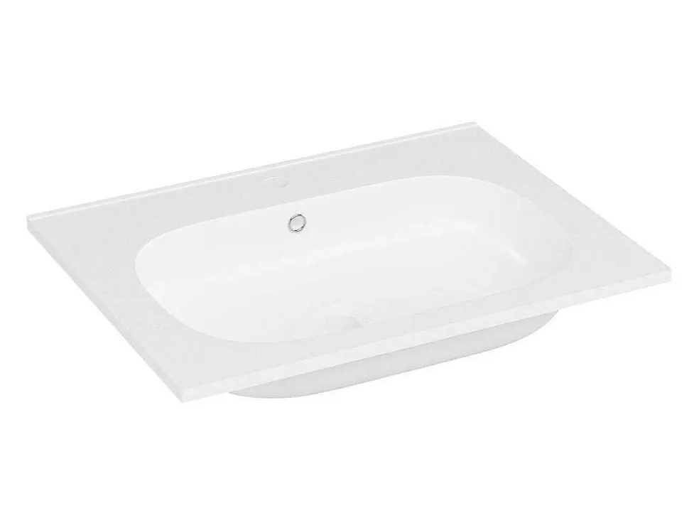 Inbouwwastafel Van Hars Met Steeneffect - Wit - L60 X B46 Cm - Okiwa
