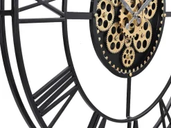 Industriele Wandklok - D80 Cm - Metaal - Zwart En Goudkleurig - Karial
