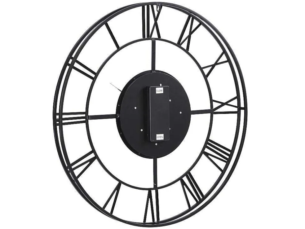 Industriele Wandklok - D80 Cm - Metaal - Zwart En Goudkleurig - Karial