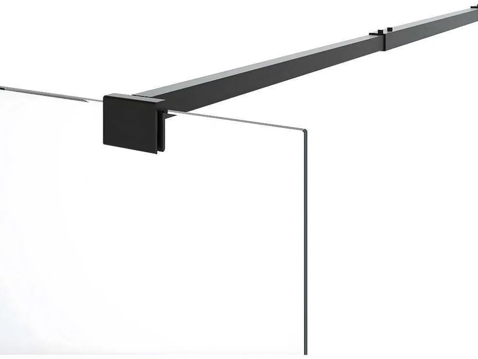 Inloopdouchescherm Met Handdoekhouder - 120 X 200 Cm - Mat Zwart - Gehard Glas - Kristen