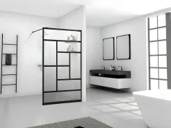 Inloopdouchewand Industriele Stijl Sefana - 140X200 Cm - Zwart