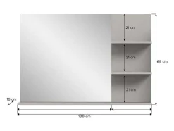 Jaru Spiegel Bad 100Cm 3 Planken Grijs,Zwart.