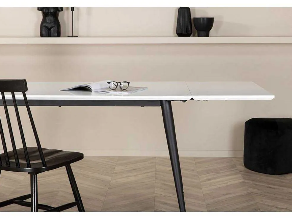 Jimmy Eetkamertafel 90X150/240Cm Met Extra Plaat Hpl Wit.
