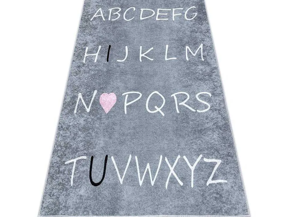 Junior 52106.801 Tapijt Wasbaar Alfabet Voor Kinderen Antislip - Grijs 120X170 Cm