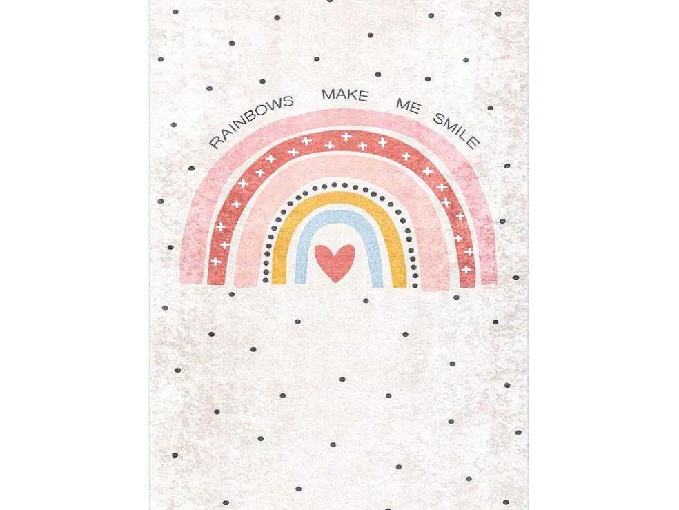 Junior 51300.802 Tapijt Wasbaar Regenboog, Stippen Voor Kinderen Antis 160X220 Cm