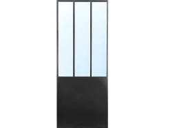 Kamerscherm Met Spiegel Coventry - Industriele Stijl - Metaal - H180Xl122Cm - Zwart