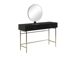 Kaptafel Met Spiegel En 2 Lades - Mdf En Staal - Zwart En Goud - Milavia Van Pascal Morabito