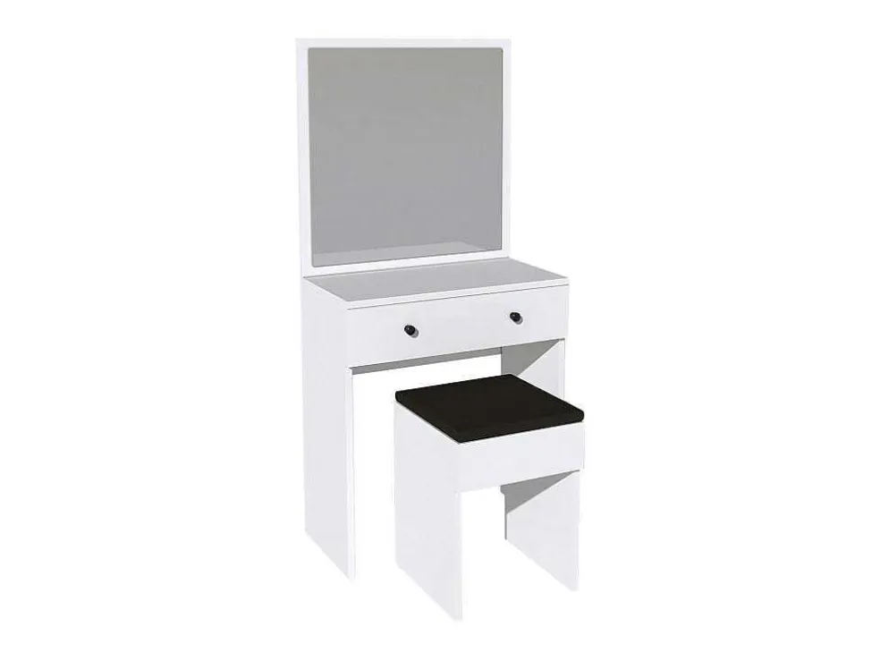 Kaptafel Met Spiegel En Kruk - 1 Lade - Wit - Abonia