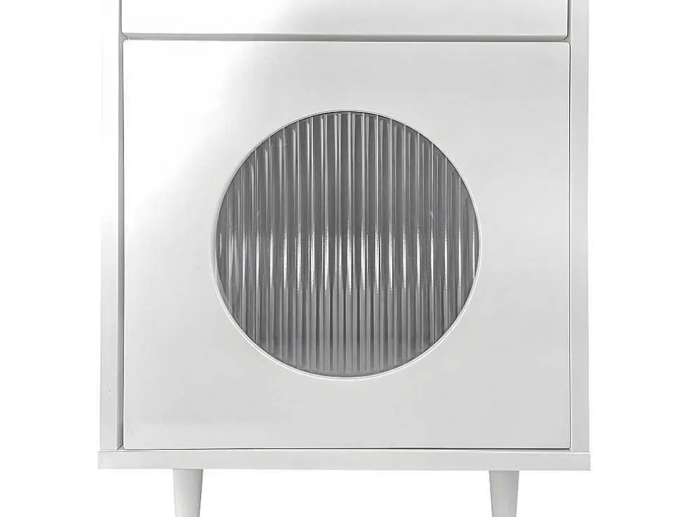 Kaptafel Met Spiegel En Led-Verlichting - 2 Lades En Een Uitneembare Kast - Wit (Kruk Niet Inbegrepen)