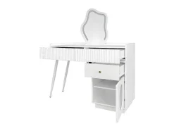 Kaptafel Met Spiegel En Led-Verlichting - 2 Lades En Een Uitneembare Kast - Wit (Kruk Niet Inbegrepen)