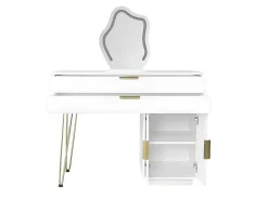 Kaptafel Met Spiegel En Led-Verlichting - 2 Lades En Een Uitneembare Kast - Wit (Kruk Niet Inbegrepen)