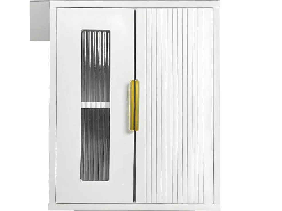 Kaptafel Met Spiegel En Led-Verlichting - 2 Lades En Een Uitneembare Kast - Wit (Kruk Niet Inbegrepen)
