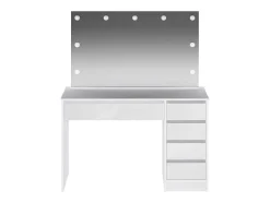 Kaptafel Met Spiegel En Ledverlichting - 5 Lades - Glanzend Wit - Jenemi