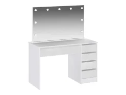Kaptafel Met Spiegel En Ledverlichting - 5 Lades - Glanzend Wit - Jenemi