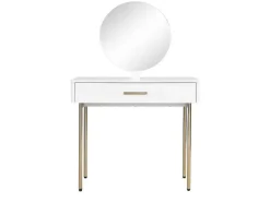 Kaptafel Met Spiegel En Lade - Mdf En Metaal - Wit Gelakt En Goudkleurig - Vonali Van Pascal Morabito