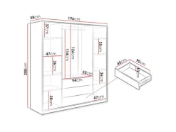 Kast Met 4 Deuren En 3 Lades - L196 Cm - Zwart - Lizandro