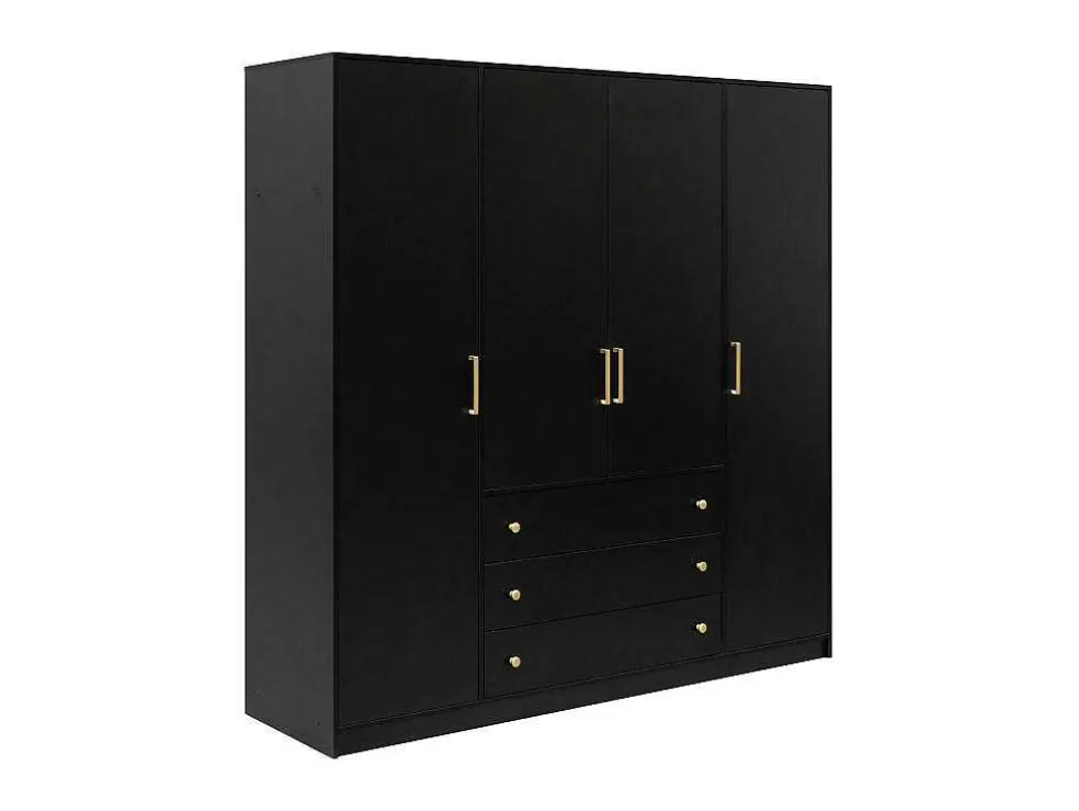 Kast Met 4 Deuren En 3 Lades - L196 Cm - Zwart - Lizandro
