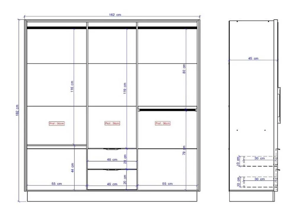 Kast Met 6 Deuren En 2 Lades - L162 Cm - Wit - Feova