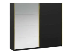 Kast Met 2 Schuifdeuren - Met Spiegel - L244 Cm - Zwart - Nimela