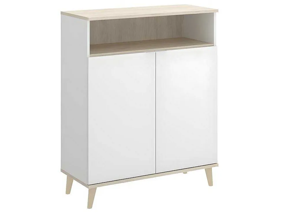 Keukenbuffet Wajdi - 2 Deuren En 1 Nis - Wit En Eiken