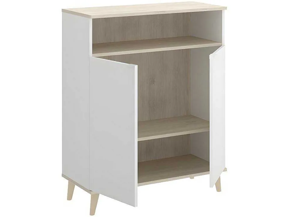 Keukenbuffet Wajdi - 2 Deuren En 1 Nis - Wit En Eiken