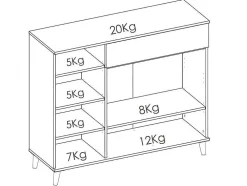 Keukenbuffet Wajdi - 2 Deuren, 1 Lade En 4 Nissen - Wit En Eiken