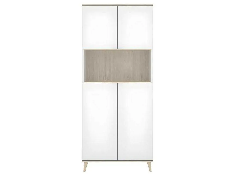 Keukenbuffet Wajdi - 4 Deuren En 1 Nis - Wit En Eiken