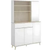 Keukenbuffet Wajdi - 4 Deuren, 1 Lade En 3 Nissen - Wit En Eiken