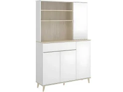 Keukenbuffet Wajdi - 4 Deuren, 1 Lade En 3 Nissen - Wit En Eiken