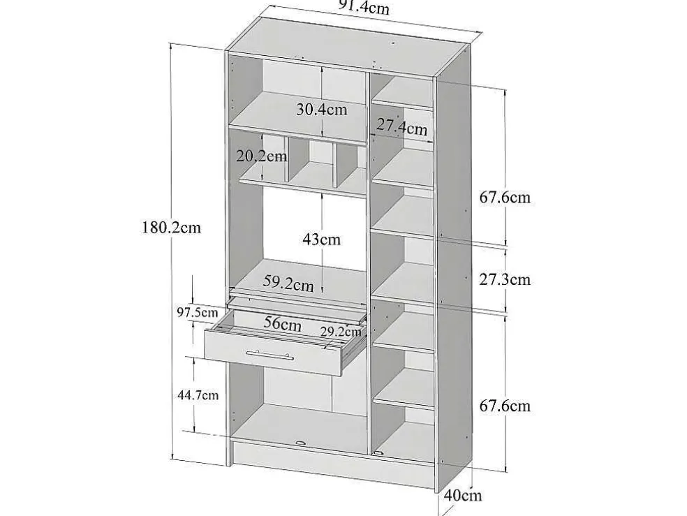 Keukenmeubel Mady - 5 Kasten En 1 Lade - Zwart & Eiken