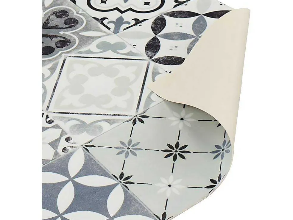 Keukentapijt Van Vinyl Met Vloertegelmotief Mosai - 49,5 X 83 Cm - Zwart En Wit