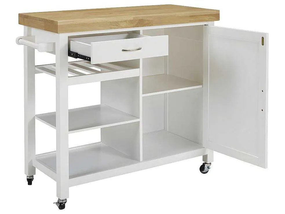 Keukentrolley Skyler Op Wieltjes - 1 Deur & 1 Lade - Hevea