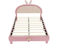 Kinderbed Bekleed Met Fluweel 140X200Cm - Met Lattenbodem - Roze