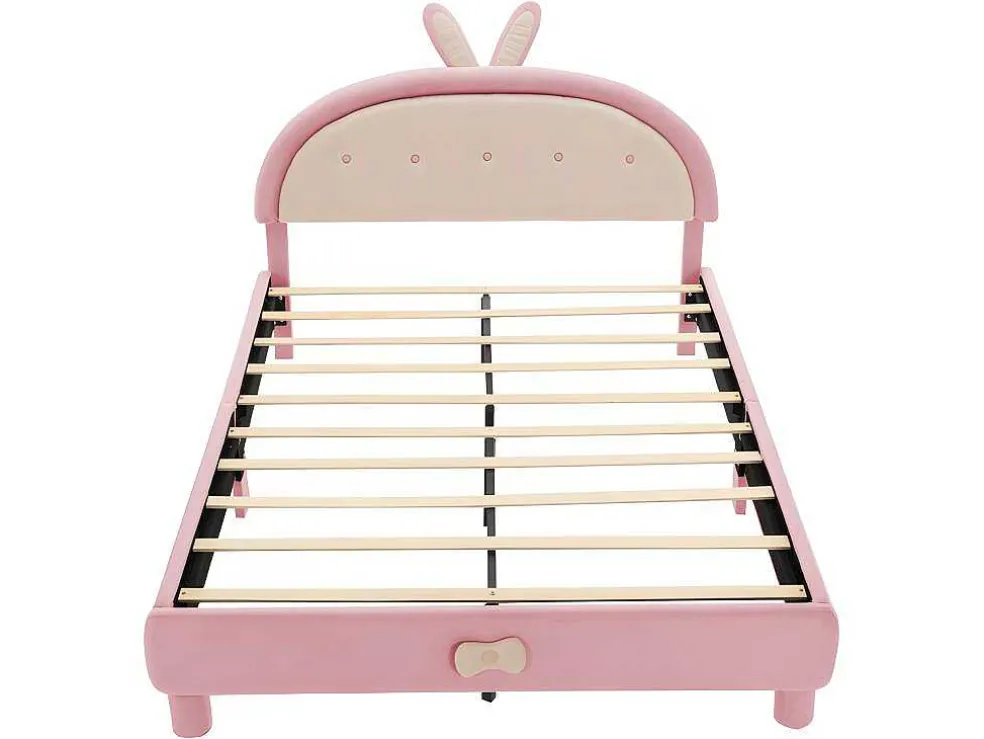 Kinderbed Bekleed Met Fluweel 140X200Cm - Met Lattenbodem - Roze