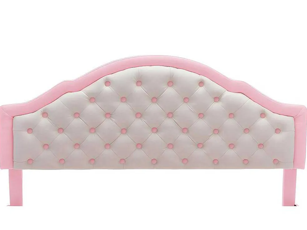Kinderbed 140X200Cm Met Gewatteerde Rugleuning In Kunstleer - Lattenbodem - Roze