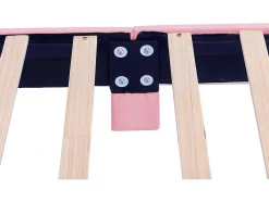 Kinderbed 140X200Cm Met Gewatteerde Rugleuning In Kunstleer - Lattenbodem - Roze
