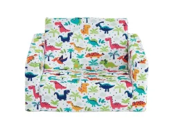 Kinderfauteuil Van Fluweel Met Dinosaurus Motieven - Wit - Almagro
