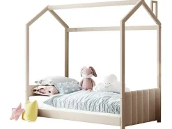 Kinderhutbed 90X200Cm In Fluweel - Lattenbodem - Beige