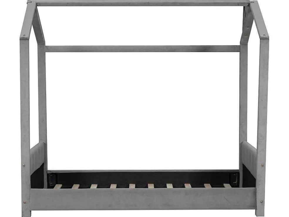 Kinderhutbed 90X200Cm In Fluweel - Lattenbodem - Grijs