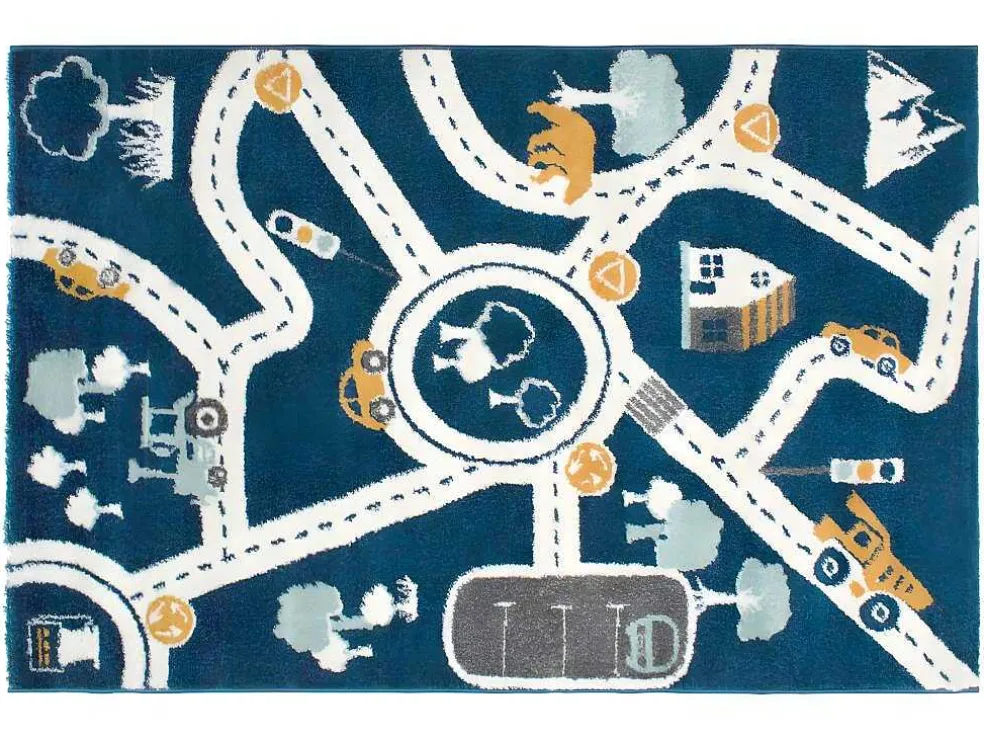 Kindertapijt Roady - Polypropyleen - 100 X 150 Cm - Blauw, Beige En Geel