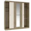 Kledingkast - 3 Schuifdeuren - Met Spiegel - L205Cm - Naturel En Beige - Didda Ii