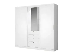 Kledingkast - Schuifdeuren - Spiegel En Lades - L 240 Cm - Wit - Bodil