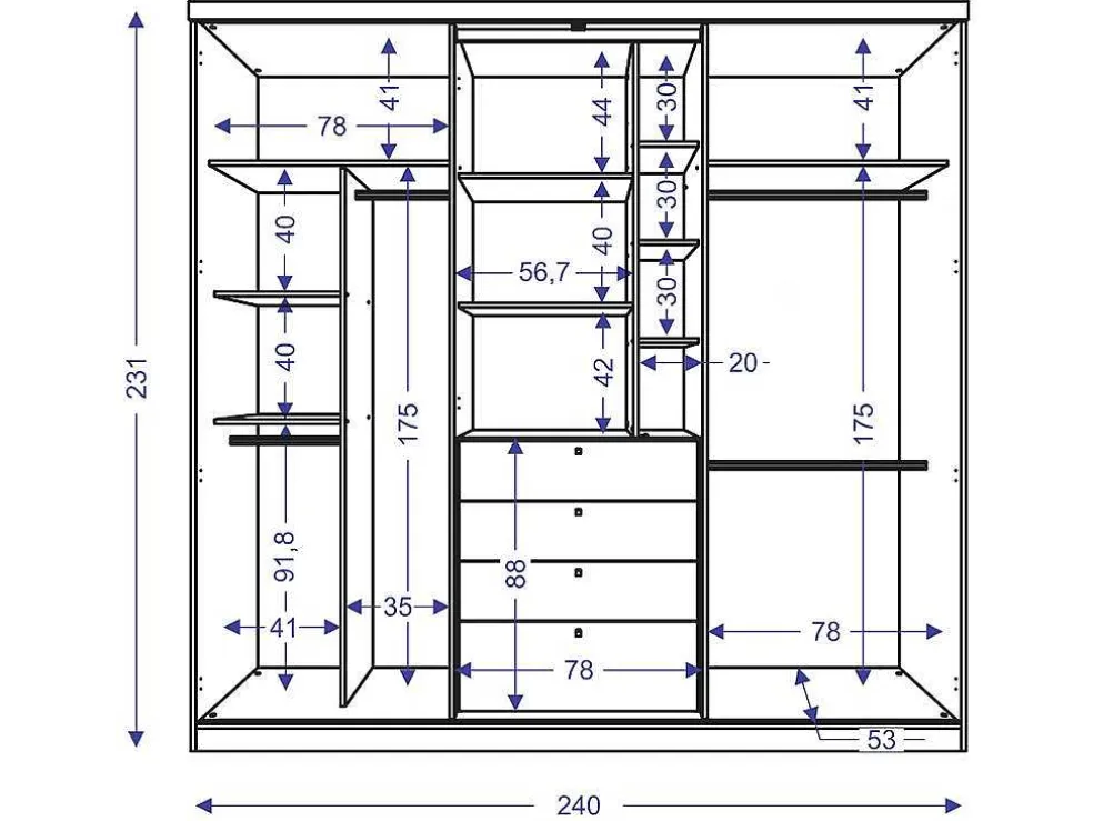 Kledingkast - Schuifdeuren - Spiegel En Laden - L240 Cm - Naturel En Ivoorkleur - Bodil Ii