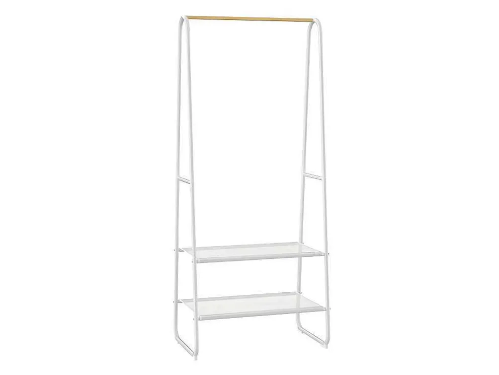 Kledingrek - L64 Cm - Wit Metaal En Beukenhout - Dogu